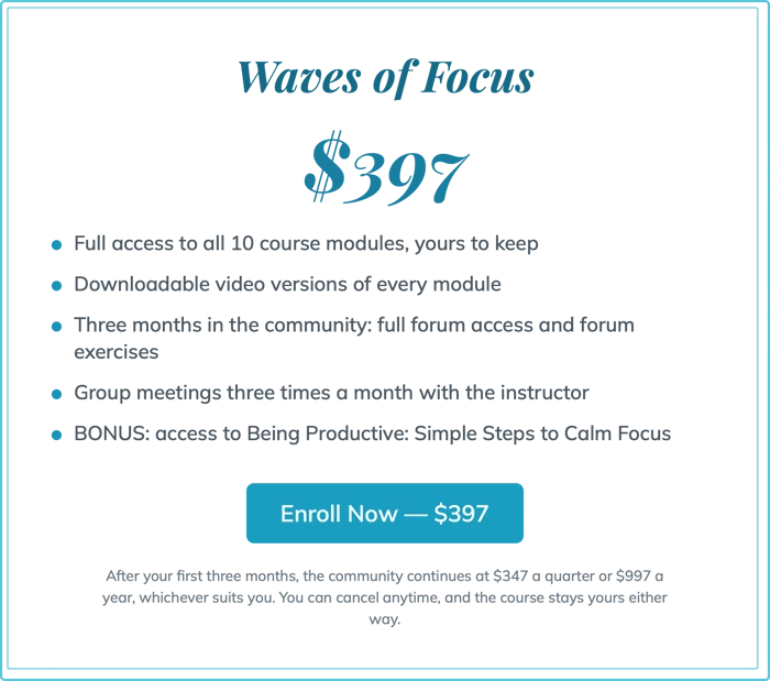 Waves of Focus pricing Waves of Focus pricing